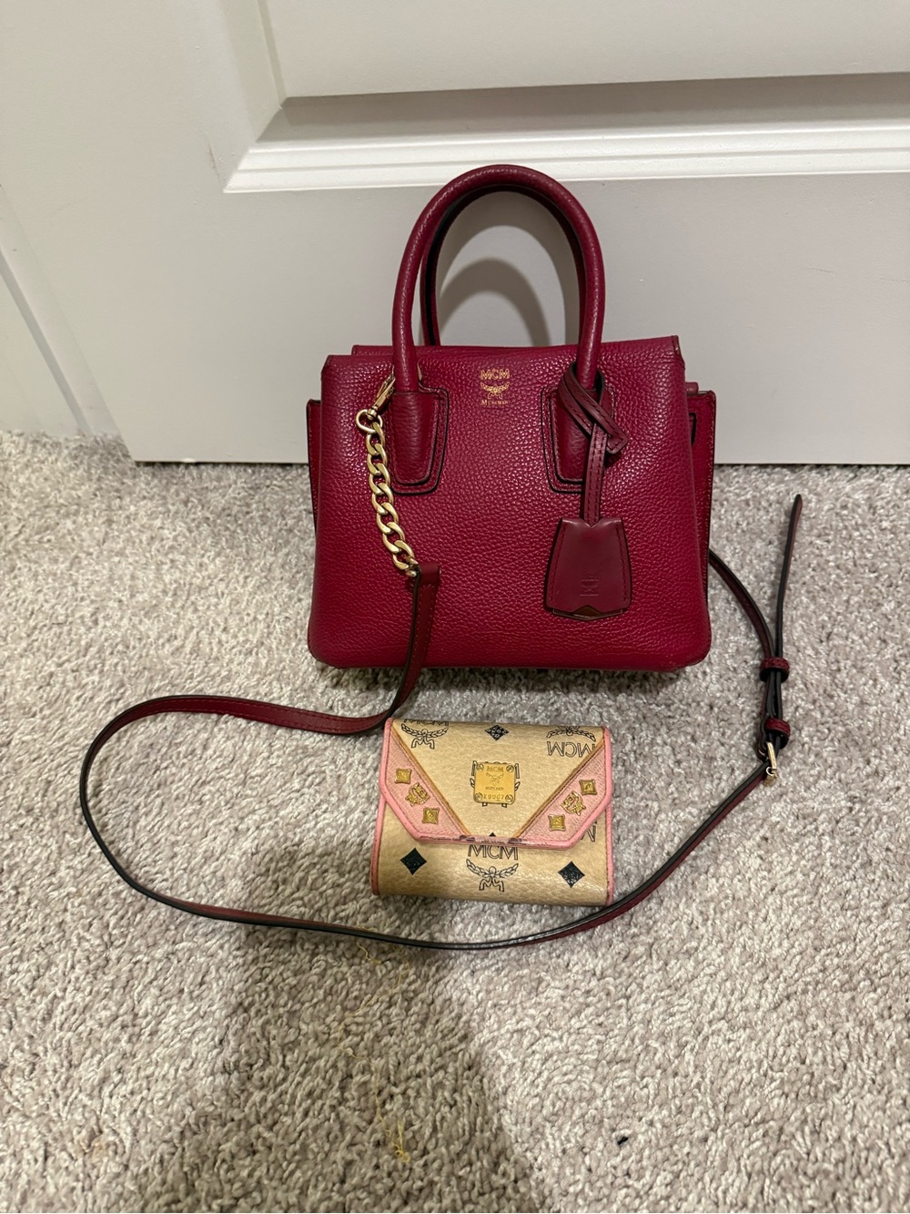 mcm Mini Milla Tote Burgundy